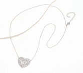 Diamonique Sterling Silver Baguette & Round 18" Heart Necklace